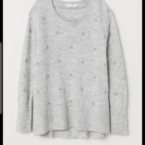 H&M Light Gray Melange with Green Dots Small Cozy Pull Over  Sweat